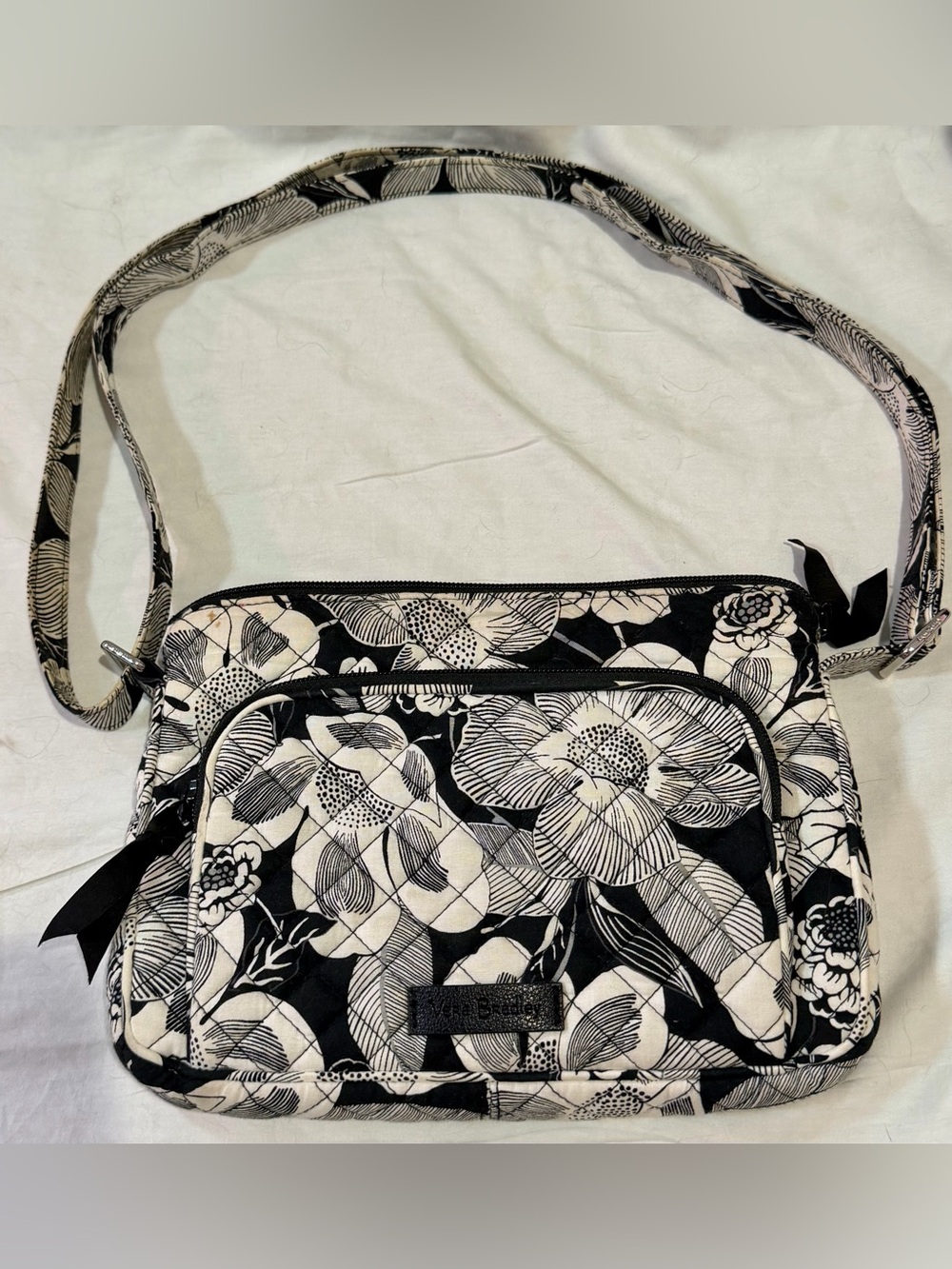 Vera Bradley Floral Quilted Crossbody Bag with Zipper Accents & Inner Pockets